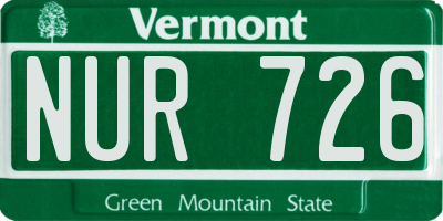 VT license plate NUR726