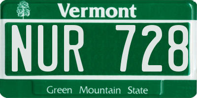 VT license plate NUR728