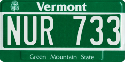 VT license plate NUR733