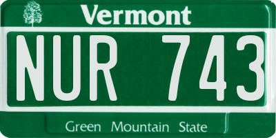 VT license plate NUR743