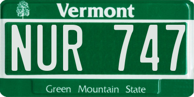 VT license plate NUR747