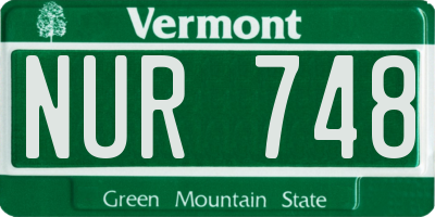 VT license plate NUR748