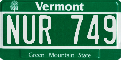 VT license plate NUR749