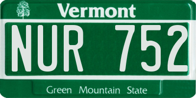 VT license plate NUR752