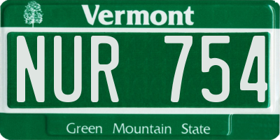 VT license plate NUR754
