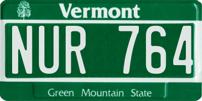 VT license plate NUR764