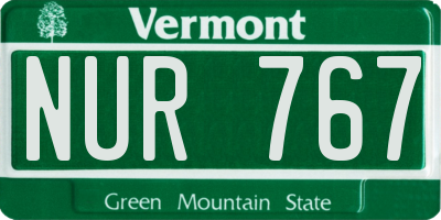 VT license plate NUR767