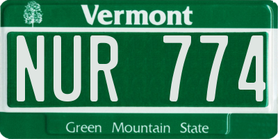 VT license plate NUR774