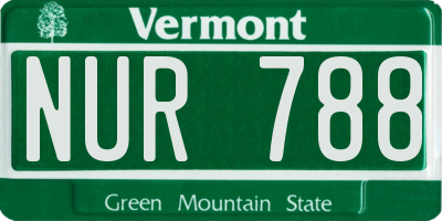 VT license plate NUR788