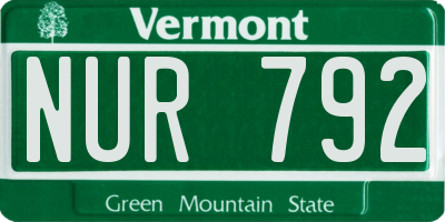 VT license plate NUR792