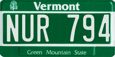 VT license plate NUR794