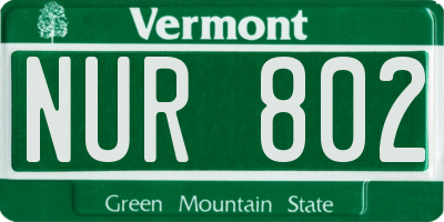 VT license plate NUR802