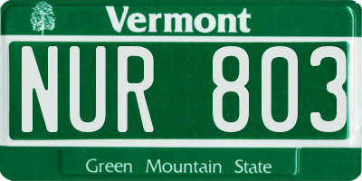 VT license plate NUR803