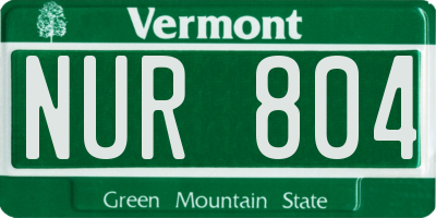 VT license plate NUR804