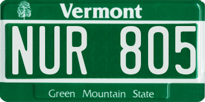 VT license plate NUR805