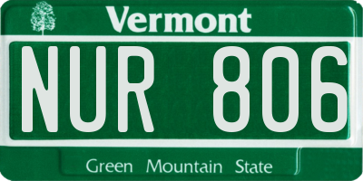 VT license plate NUR806