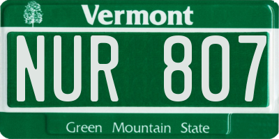 VT license plate NUR807