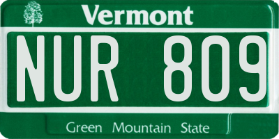 VT license plate NUR809