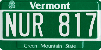 VT license plate NUR817