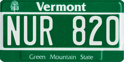 VT license plate NUR820