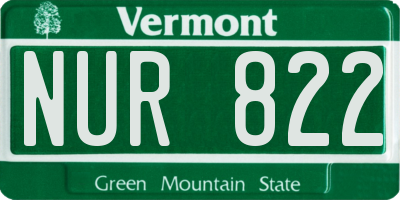 VT license plate NUR822