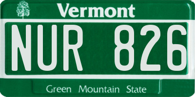 VT license plate NUR826