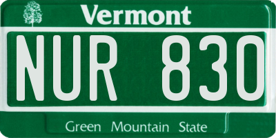 VT license plate NUR830