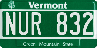 VT license plate NUR832