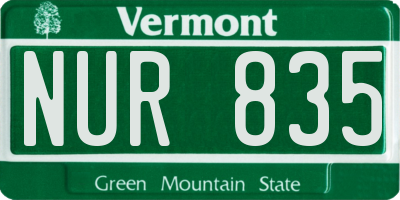 VT license plate NUR835