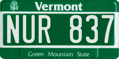 VT license plate NUR837
