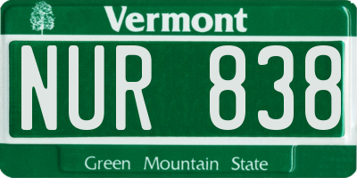 VT license plate NUR838