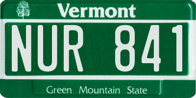 VT license plate NUR841