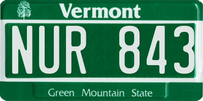 VT license plate NUR843