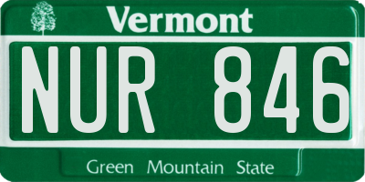 VT license plate NUR846