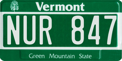 VT license plate NUR847