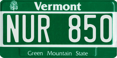VT license plate NUR850
