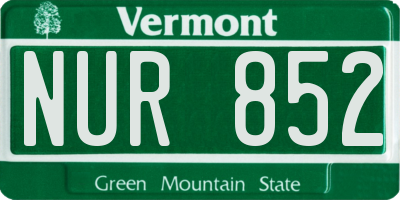 VT license plate NUR852