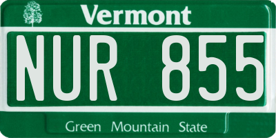 VT license plate NUR855