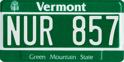 VT license plate NUR857