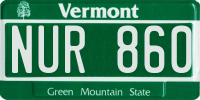VT license plate NUR860