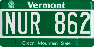 VT license plate NUR862