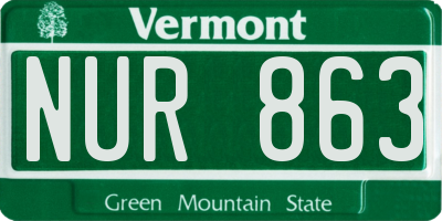 VT license plate NUR863