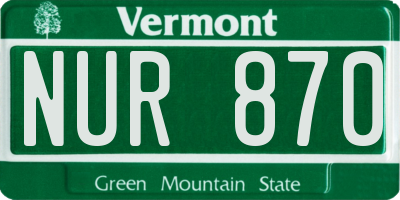 VT license plate NUR870