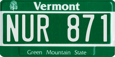 VT license plate NUR871