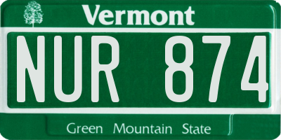 VT license plate NUR874