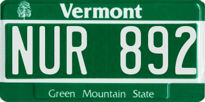 VT license plate NUR892