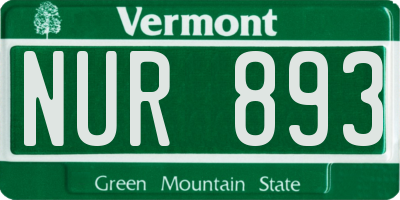 VT license plate NUR893