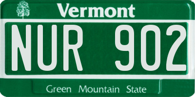VT license plate NUR902