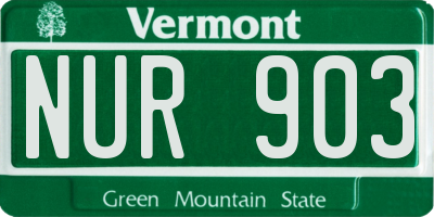 VT license plate NUR903