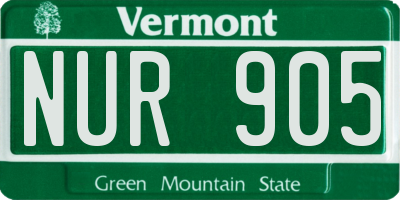 VT license plate NUR905